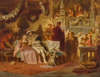 Hendrik VIII. dingt naar Anna Boleyn op het Bal bij Kardinaal Wolsey